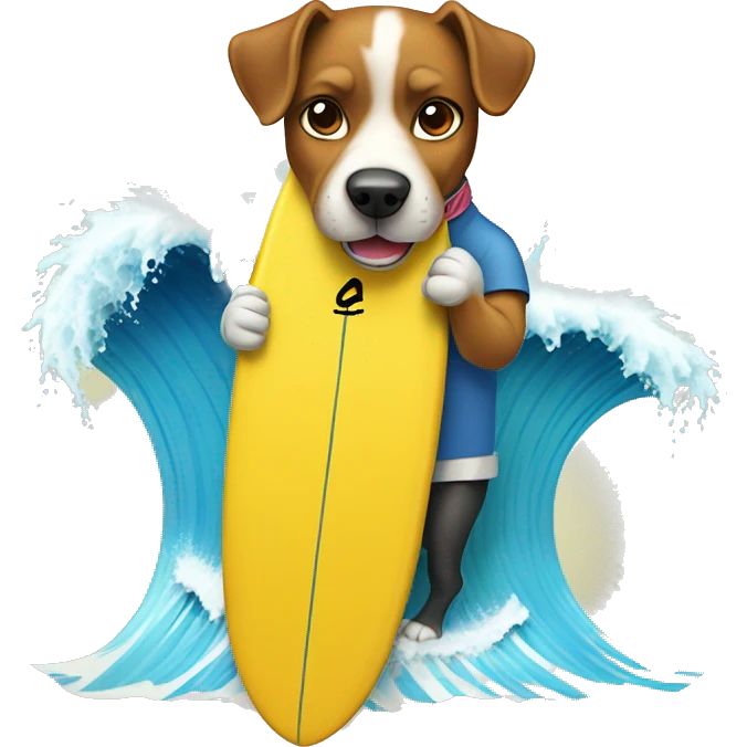 A dog with a comic book surfing with a surf board that is beserk theme  emoji
