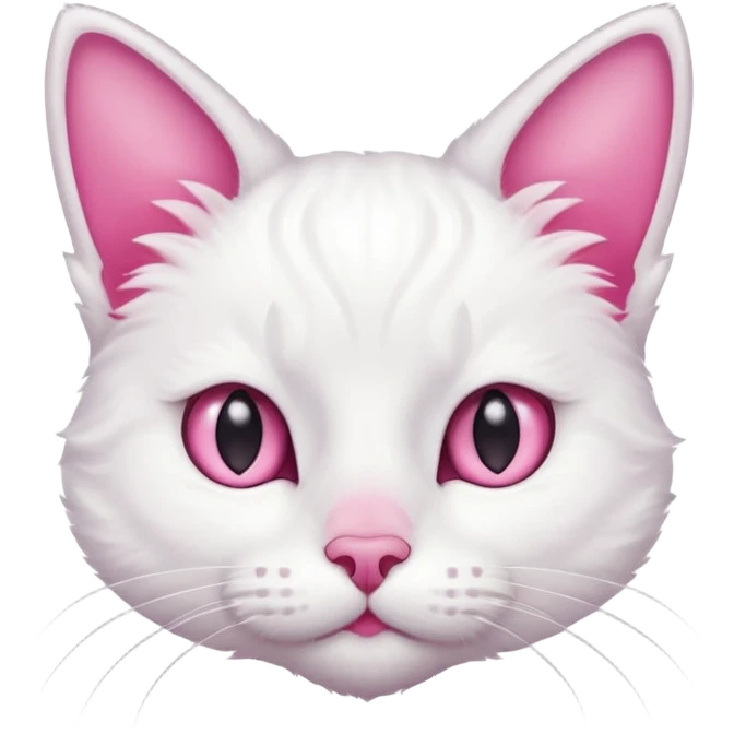 white cat with pink nose and ears emoji