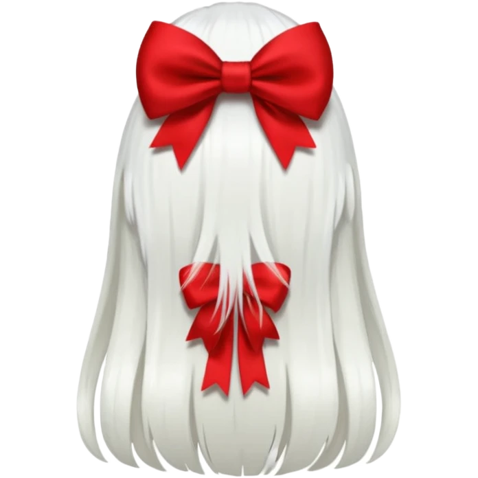 back view of white hair with red bow emoji