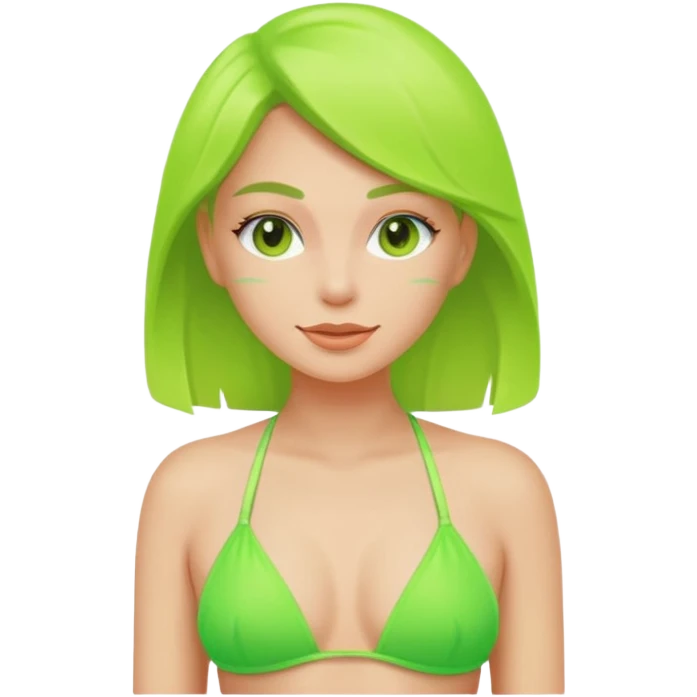 neon green bikini, soft shading, no background emoji