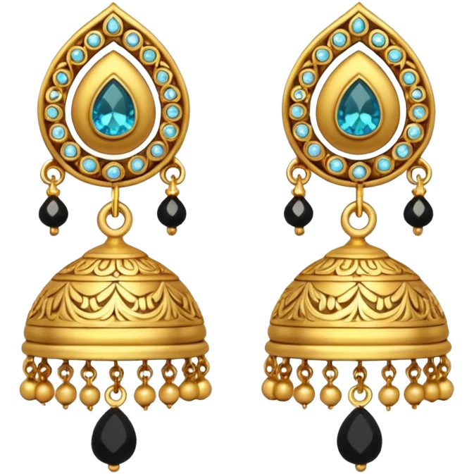 A small beautiful jhumka pair in golden color with very few stones emoji