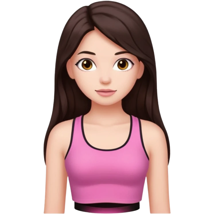 Azzyland with long dark brown hair, pink crop top emoji