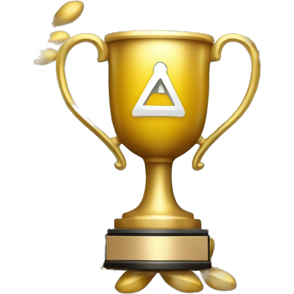 trophy with golden laurel wreth. small atoms and other symbols of chemistry and physic in background emoji