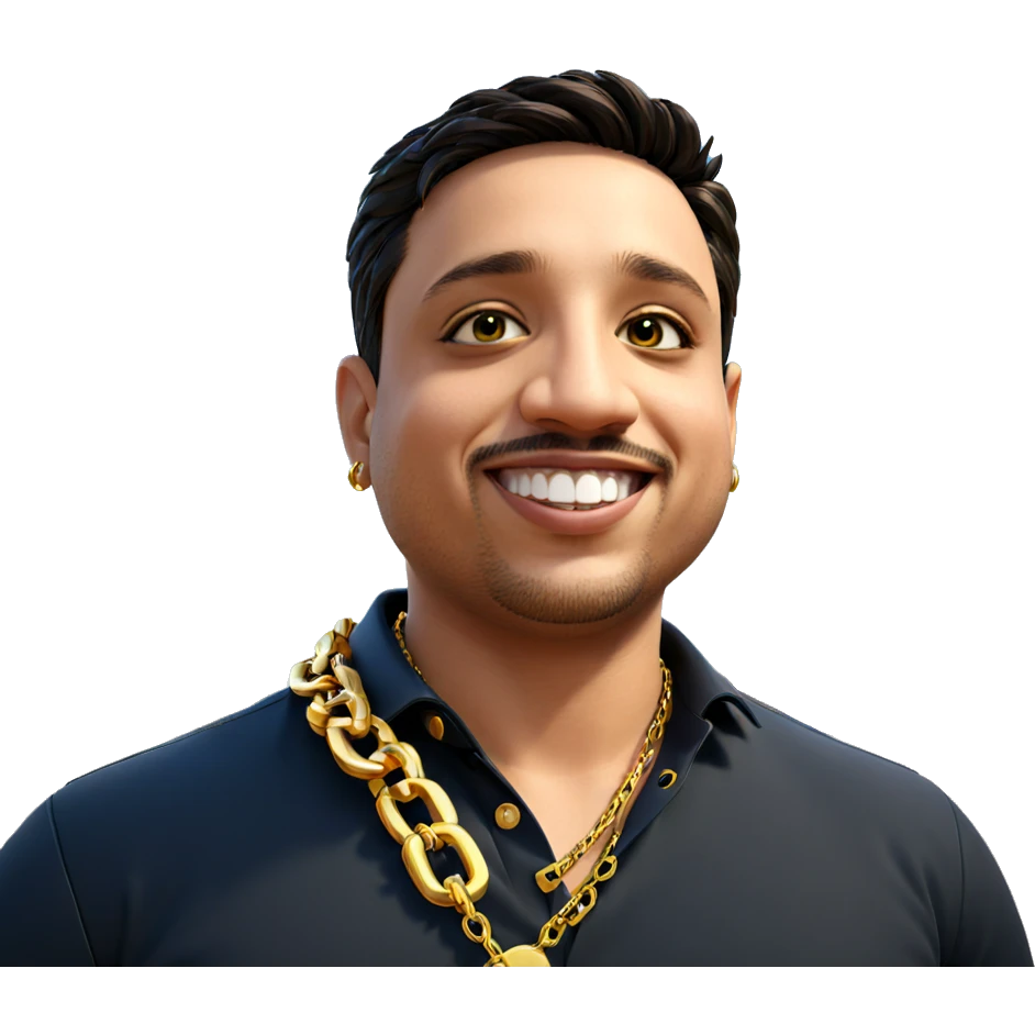 smiling boy with gold chain emoji