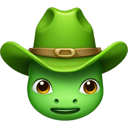 Green baby dinasour wearing a cowboy hat emoji