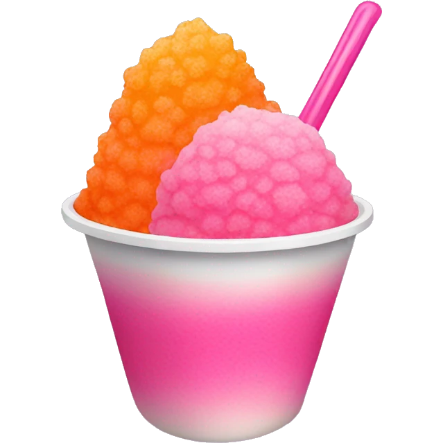 pink and orange hawaiian shaved ice and pink cup emoji