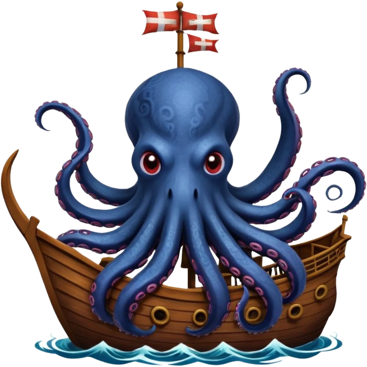 Kraken – Giant octopus with tentacles wrapping a ship emoji