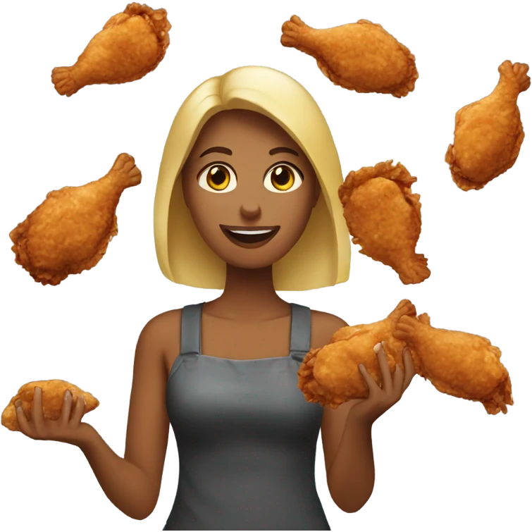 woman holding fried chicken emoji