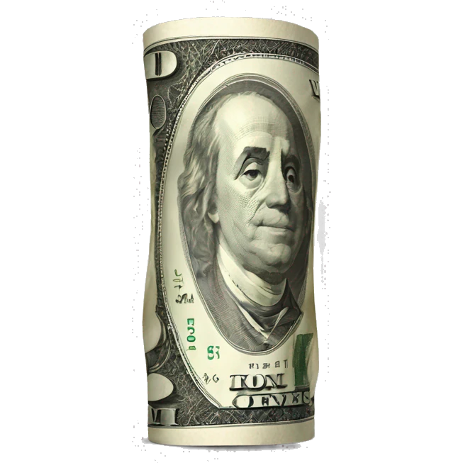 american dollars rolled up emoji