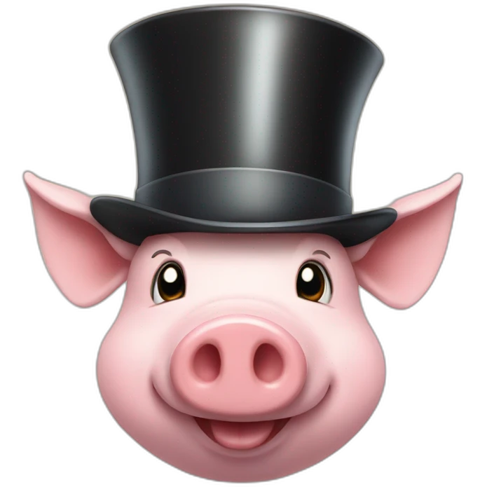 Smiling pig with a top hat emoji