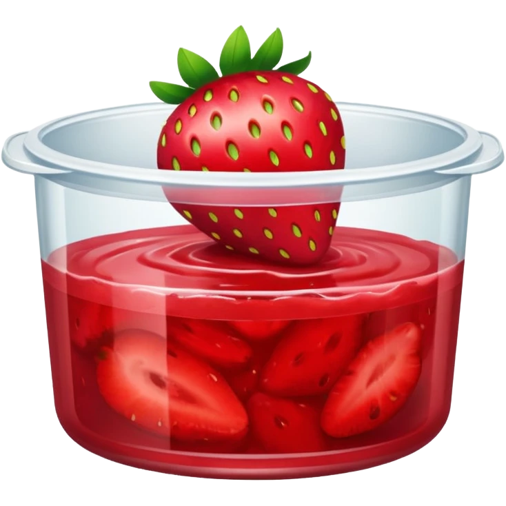 Clear container filled with strawberry puree emoji