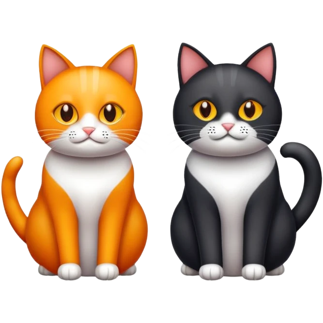 Gato naranja y gato negro del mismo tamaño  emoji