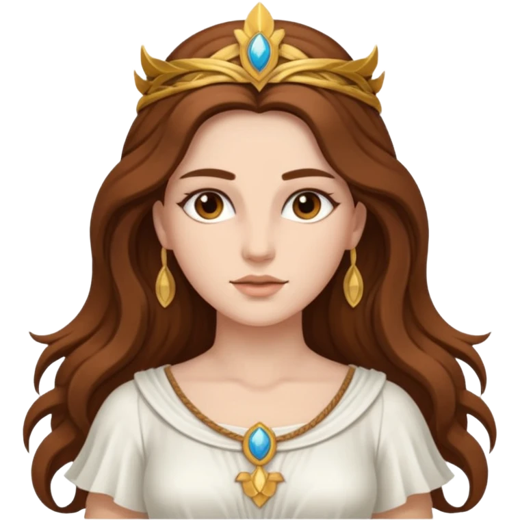 Libertas, Freedom Goddess from Rome Mythology with long brown hair, white outfit emoji