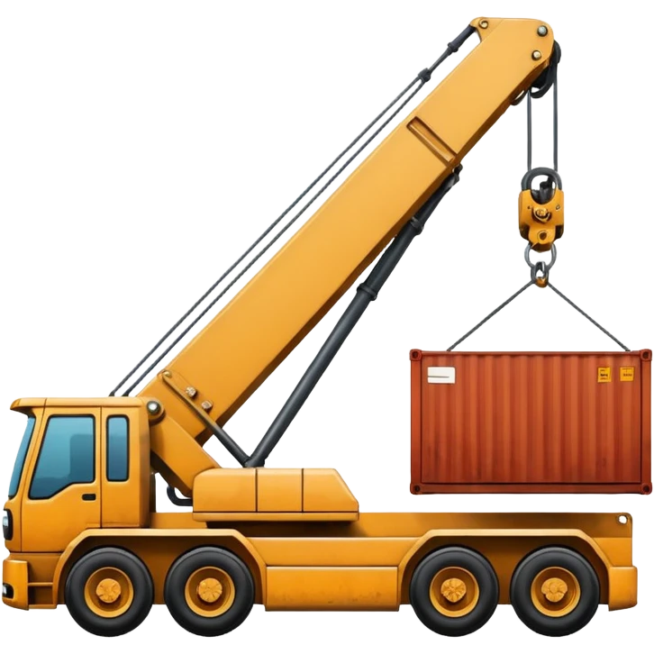 Container being lifted by a large machine, import. emoji