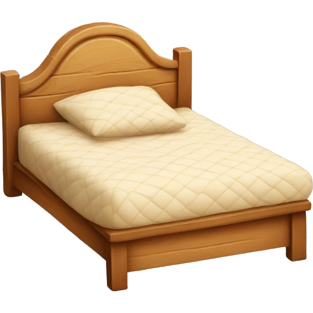 Cute wooden bed with quilted cover  emoji