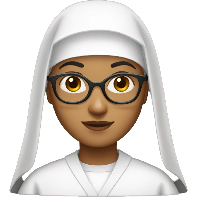 The nun with glasses medium skin tone emoji