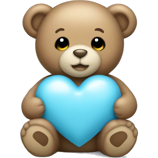 Teddy bear holding light blue  heart emoji