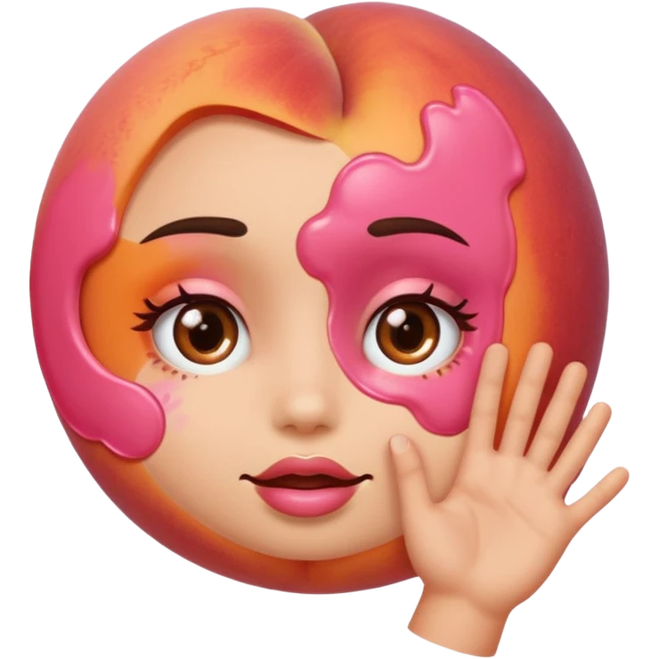 Peach with hand print on face emoji