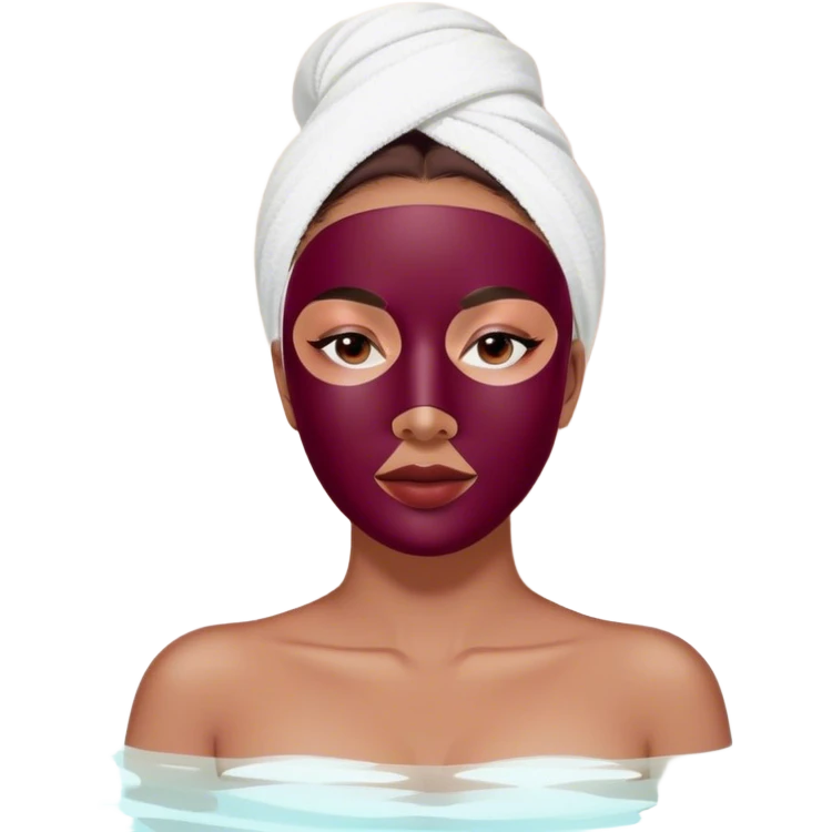 Lady with face mask Burgundy spa beauty full face relaxing emoji