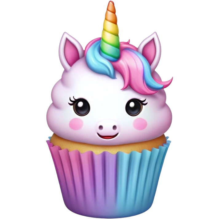 kawaii pastel rainbow unicorn cupcake emoji