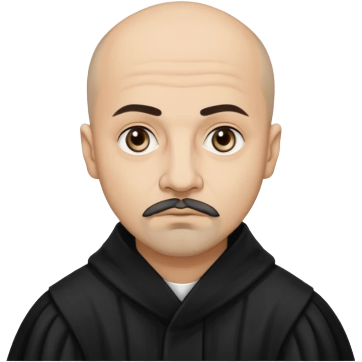 a hand drawn black outline portrait of philosopher Montaigne with similar-sized eyes based a famous portrait of him emoji