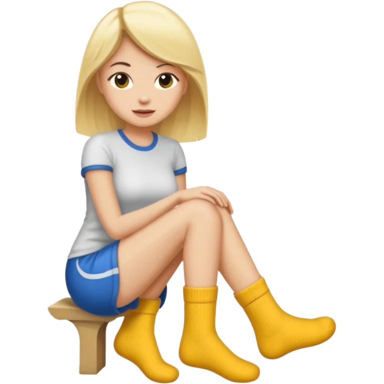 Femme blonde déguisée en  chaussette géante emoji