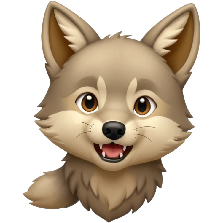 a wolf cub howling head up the word hundooooo emoji