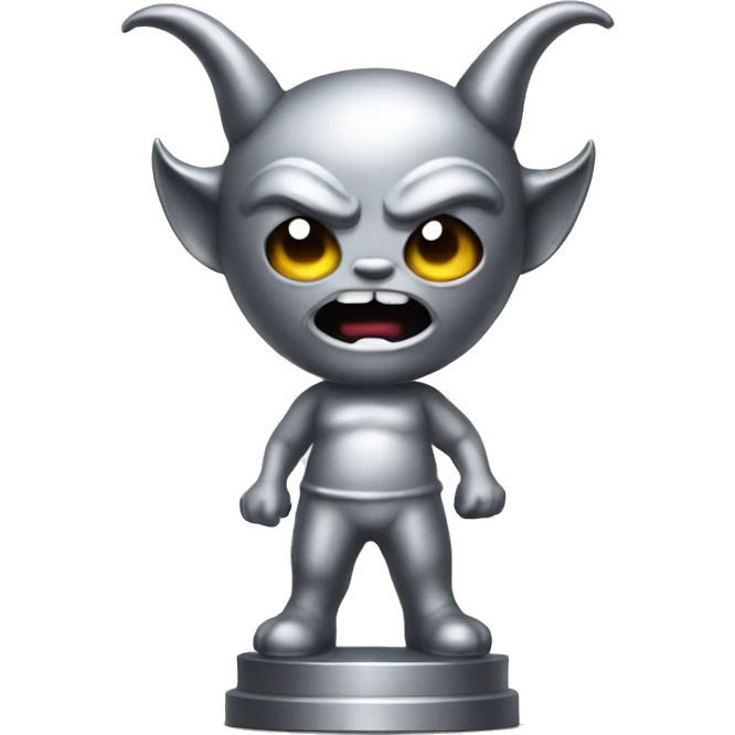 Silver devil standing statue emoji