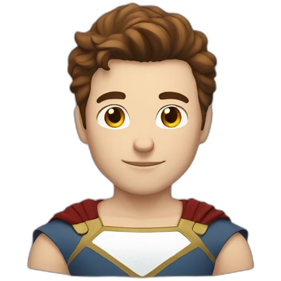 Superhero guy, white skin, brown hair emoji