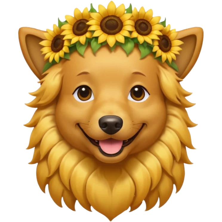 dog sitting with sunflower crown emoji