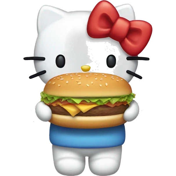 hello kitty eating hamburger emoji