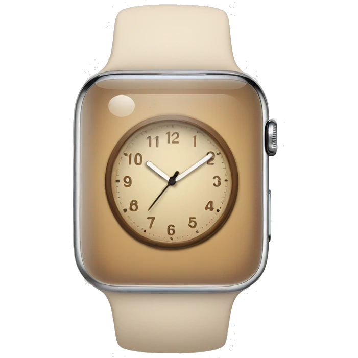 beige apple watch with beige clock face emoji