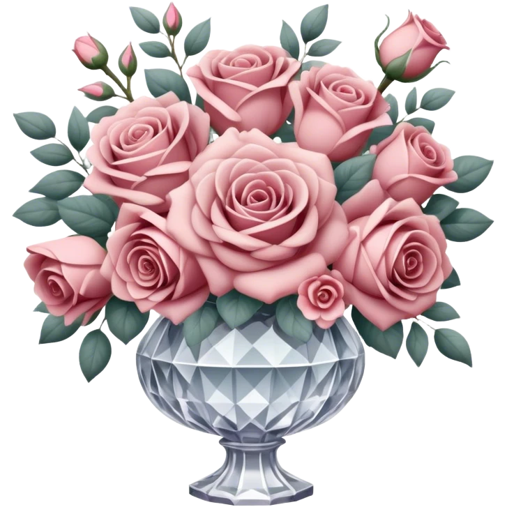 Dusty rose Bridal bouquet in crystal vintage vase emoji