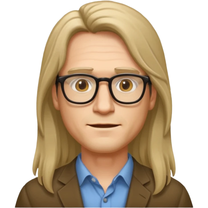 hombre con cabello largo y lentes emoji