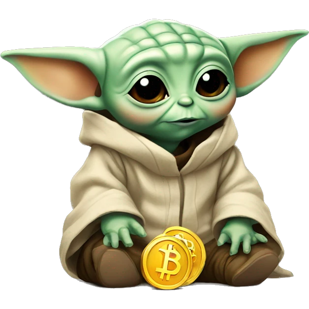 Baby Yoda likes bitcoins emoji