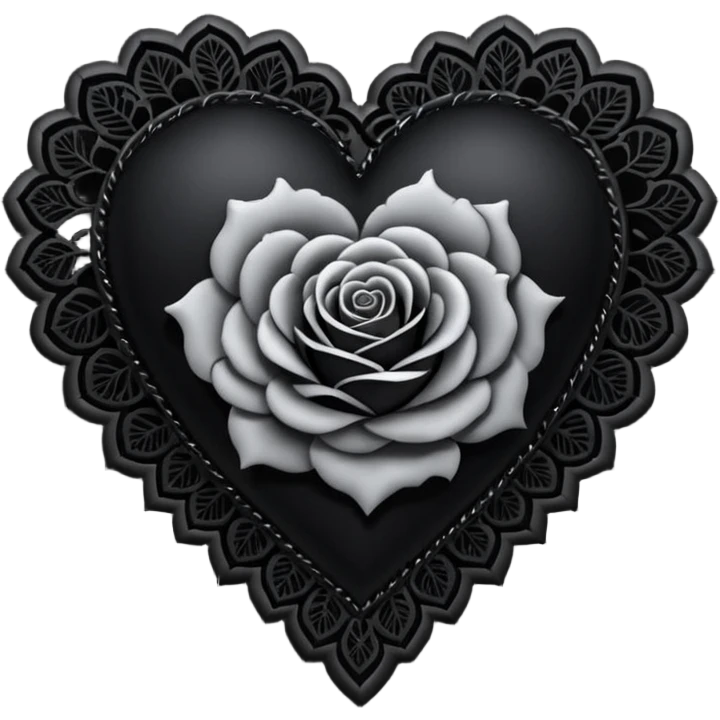 gothic heart with black rose and lace emoji