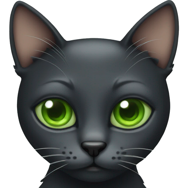 Dark cat with green eyes  emoji