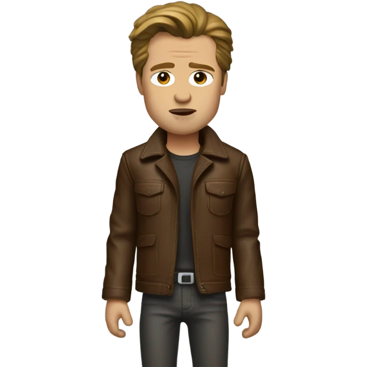 realistic Brad Pitt in a brown leather jacket from fight club emoji