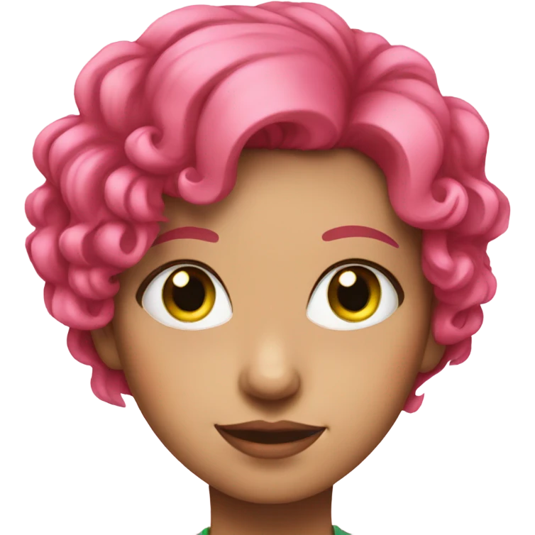 portrait of pink haired girl with green eyes  emoji