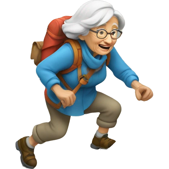 old woman climbing a mountain emoji