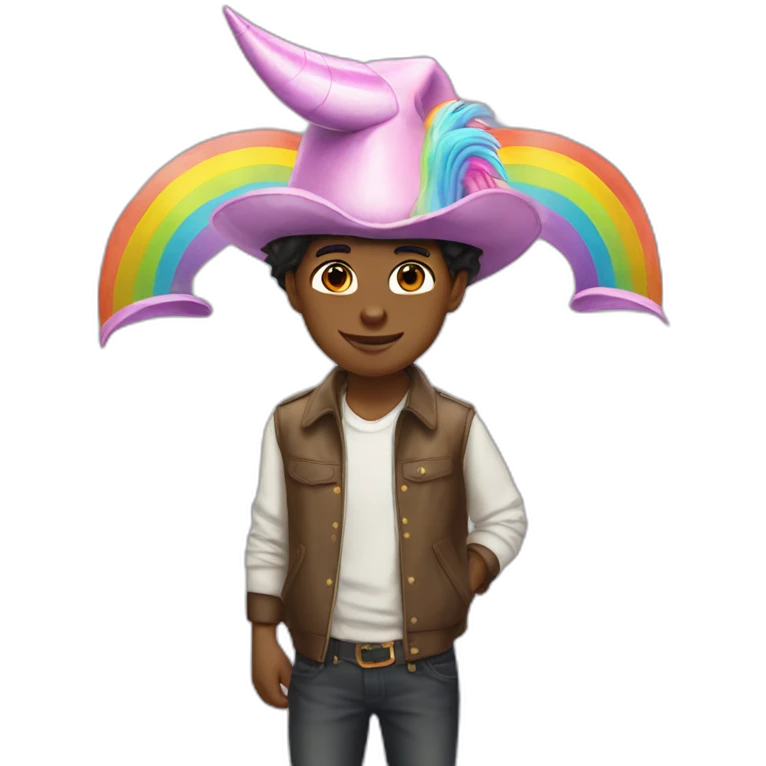 Posh-boy-with-rainbow-unicorn-hat emoji