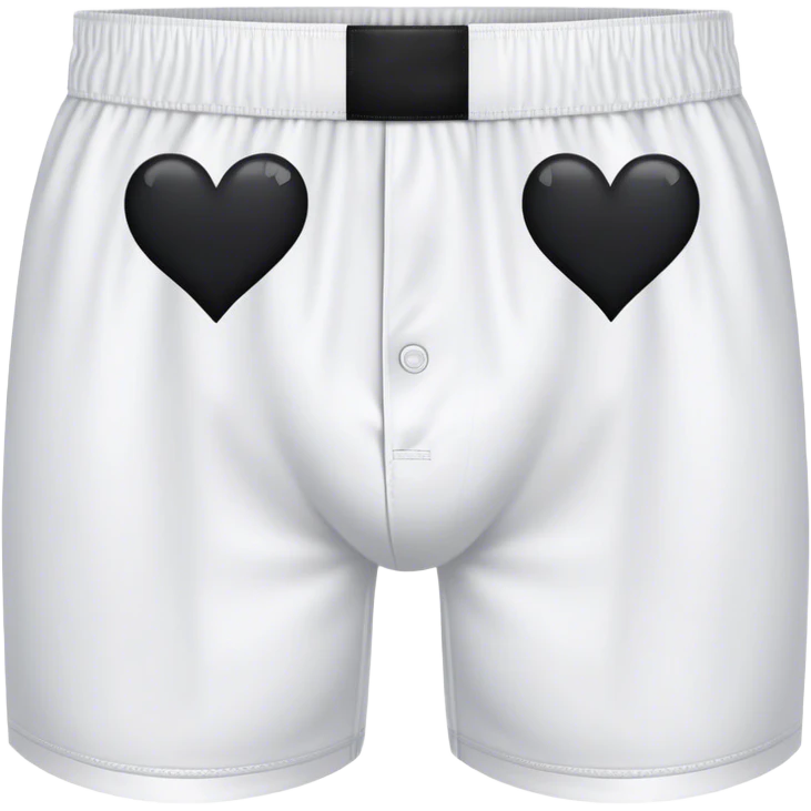 Black heart patterned white pair of boxers emoji