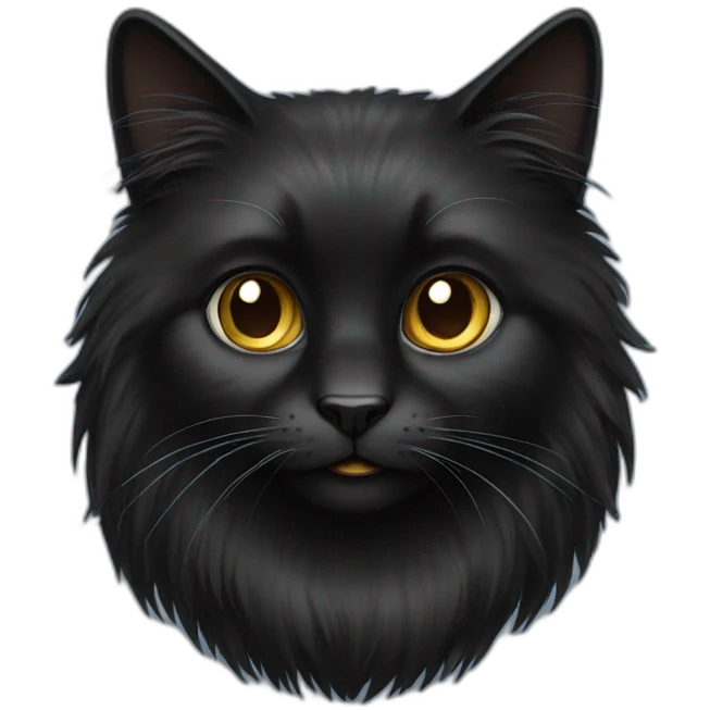 black super long fur cat emoji