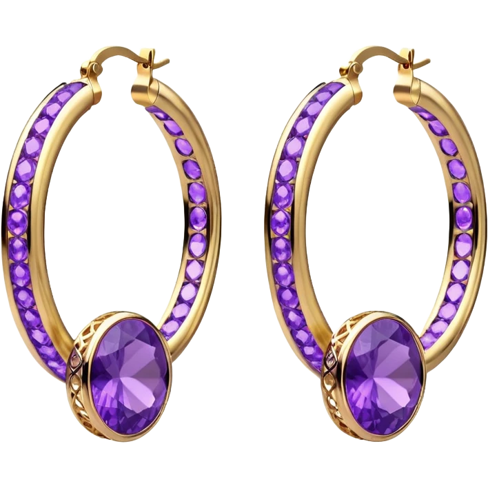 3D Rending purple gemstone hoop earrings 
 emoji