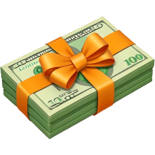 Money wrapped with orange ribbon emoji