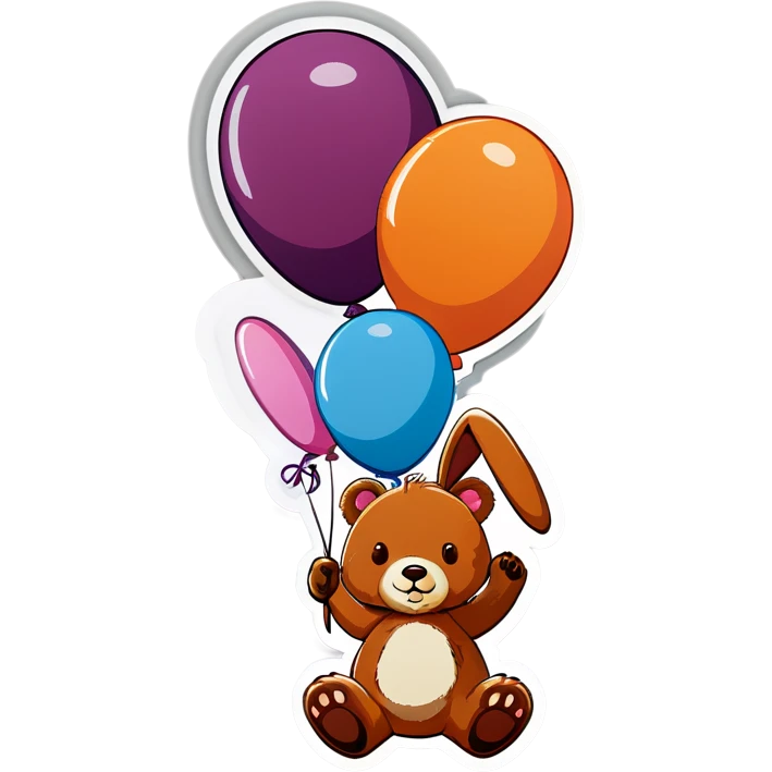 A bear and a bunny balloons emoji