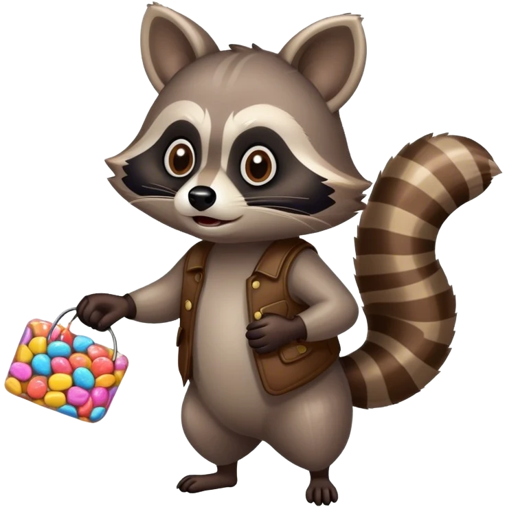 Raccoon stealing candy emoji
