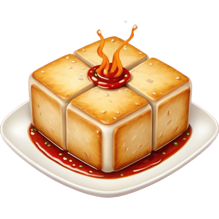 crispy fried tofu with chili emoji