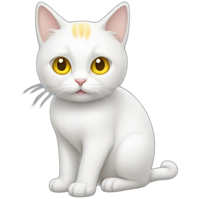 white cat with yellow eyes emoji