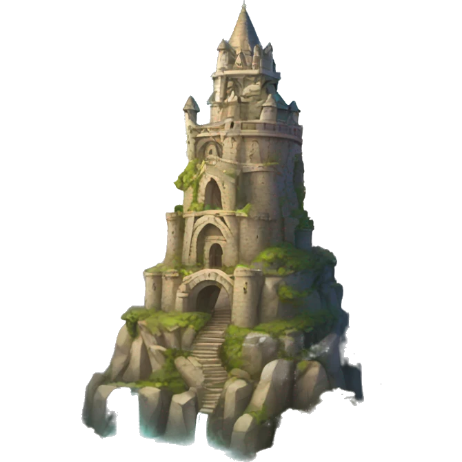 magic grand fantasy tower in mountains emoji